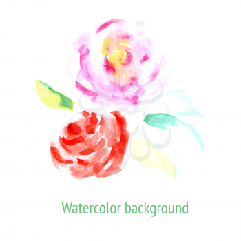 Sketch watercolor flowers in vintage style, vector