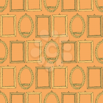 Sketch frames in vintage style, vector seamless pattern