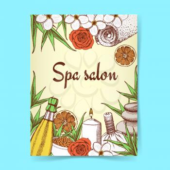 Sketch spa poster in vintage style, vector
