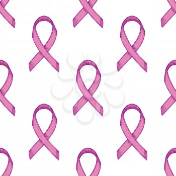  Breast canser awareness ribbon, vector seamless pattern