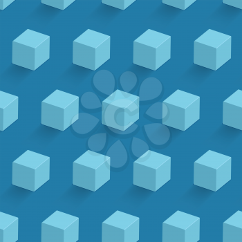 Blue cube seamless pattern, vector tile, eps10