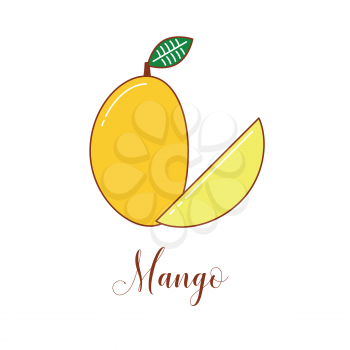 Mango illustration, colorful vector line art design. Eco life and healthy food