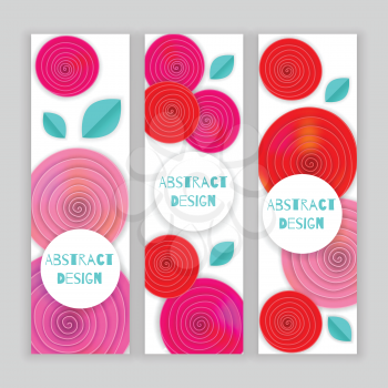 Flower banner holiday with paper cut roses and leaves