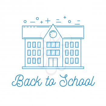 Back to school illustration with school building, line art design