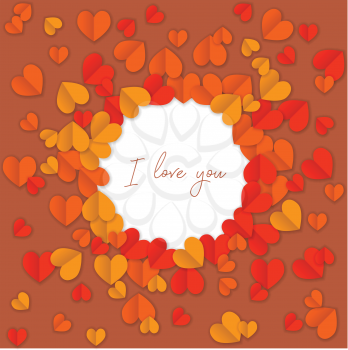 I love you background with hearts paper cutout