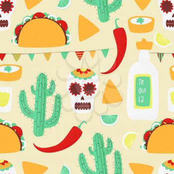Cinco de mayo, Mexican vector seamless concept with taco