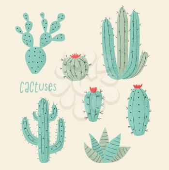 Cactus plant, vector stipple concept with hearts