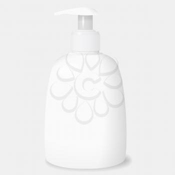 White bottle template, cosmetics vector concept, mockup