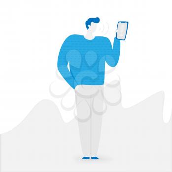 Voice assistant, voice recognition technology illustration with people
