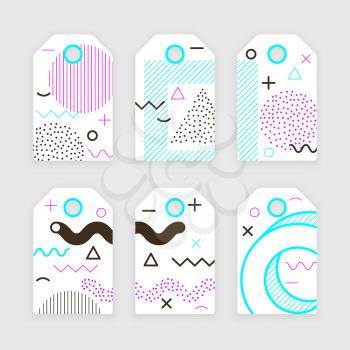 Memphis label design, abstract clothes tags set