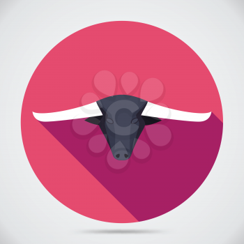 Illustration of taxes longhorn bull head facing front set on isolated background.