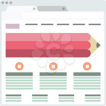Simple Browser window with pencil. Normal scale. Normal resolution. Vector illustration.