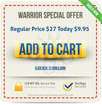Yellow Add To Cart button with blue text. Vector illustration.