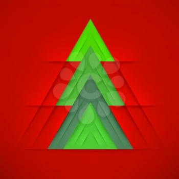 Abstract Green Christmas Tree With Red Cover. Abstract Green New Year Tree With Red Cover