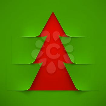 Abstract Red Christmas Tree With Green Cover. Abstract Red New Year Tree With Green Cover