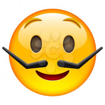 Emoticon with Moustache. Isolated Vector Illustration on White Background