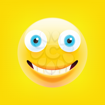 Slightly Smiling Face Emoji. Happy Emoticon. Laughing Tears Emoticon. Smile icon. Isolated Vector Illustration on Yellow Background