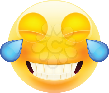 Laughing Emoticon with Tears. Realistic Modern Emoji. Isolated Illustration on White Background
