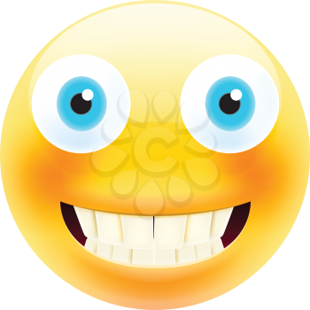 Happy Smile Emoticon with Teeth. Realistic Modern Emoji. Smile icon. Isolated Illustration on White Background