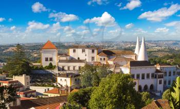 Palace of Sintra (Palacio Nacional de Sintra) in Sintra in a beautiful summer day, Portugal