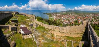 Old fortress ruins of tzar Samuel in Ohrid in a beautiful summer day, Republic of Macedonia