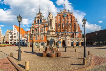 House of the Blackheads in Riga in a beautiful summer day, Latvia