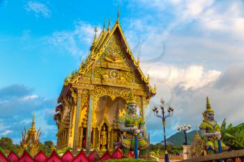 Wat Plai Laem Temple, Samui, Thailand in a summer day