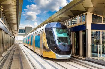 New modern tram in Dubai, United Arab Emirates