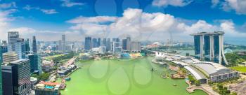 SINGAPORE - JUNE 23, 2018: Panorama of Marina Bay Sands hotel in Singapore at summer day