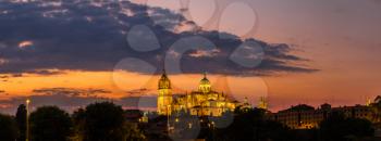 Panorama of Cathedral in Salamanca in a beautiful summer night, Spain