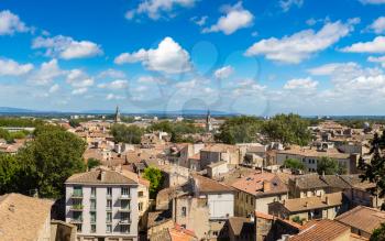 Panoramic aerial view of Avignon in a beautiful summer day, France