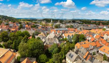 Panoramic aerial view of Goslar in a beautiful summer day, Germany