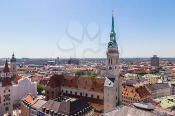 Panoramic aerial view of Munich, Germany in a beautiful summer day