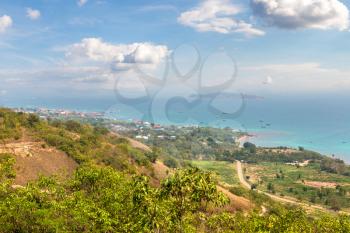Panoramic aerial view of Koh Lan island, Thailand in a summer day