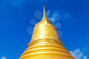 Golden stupa, Khao Hua Chuk Temple on Koh Samui island, Thailand in a summer day
