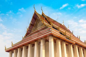 Wat Saket temple in Bangkok, Thailand in a summer day