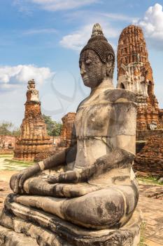 Ayutthaya Historical Park in Ayutthaya, Thailand in a summer day