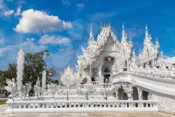 White Temple (Wat Rong Khun) in Chiang Rai, Thailand in a summer day