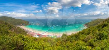Panorama of Koh Lan island, Thailand in a summer day