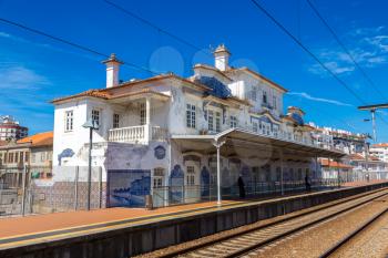 Railway station in Aveiro, Portugal in a beautiful summer day