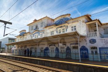 Railway station in Aveiro, Portugal in a beautiful summer day