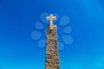Western point of Europe - monument in the Cabo da Roca, Portugal in a beautiful summer day