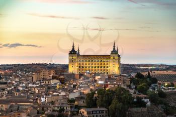 Panoramic cityscape of Toledo, Spain in a beautiful summer night