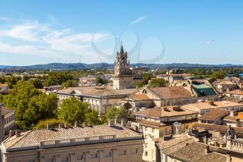 Panoramic aerial view of Avignon in a beautiful summer day, France