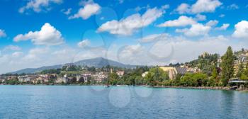 Panorama of  Montreux and Lake Geneva in a beautiful summer day, Switzerland