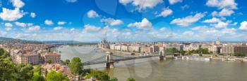 Panoramic view of Budapest and Danube river in a beautiful summer day