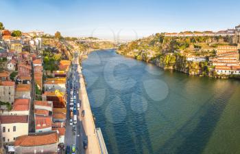 Panoramic aerial view of Porto in a beautiful summer day, Portugal