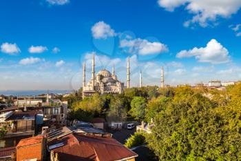 Sultan Ahmed Mosque (Blue mosque) in Istanbul, Turkey in a beautiful summer day