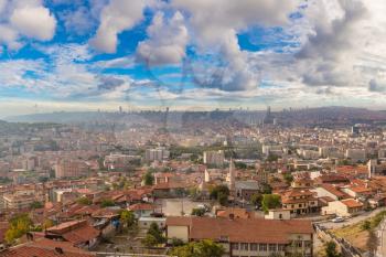 Panoramic aerial view of Ankara, Turkey in a beautiful summer day