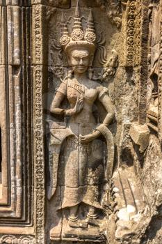 Chau Say Tevoda temple ruins is Khmer ancient temple in complex Angkor Wat in Siem Reap, Cambodia in a summer day